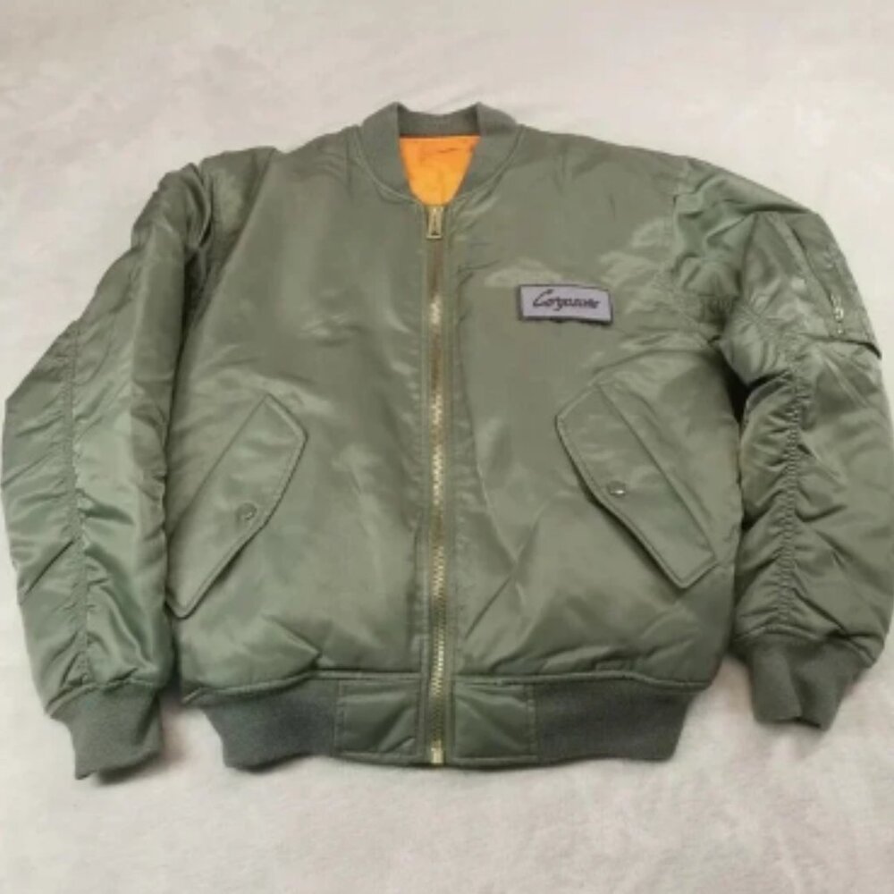 Flyers Man Intermediate MA-1 Jacket Mens L Green Reversible Bomber Air Force